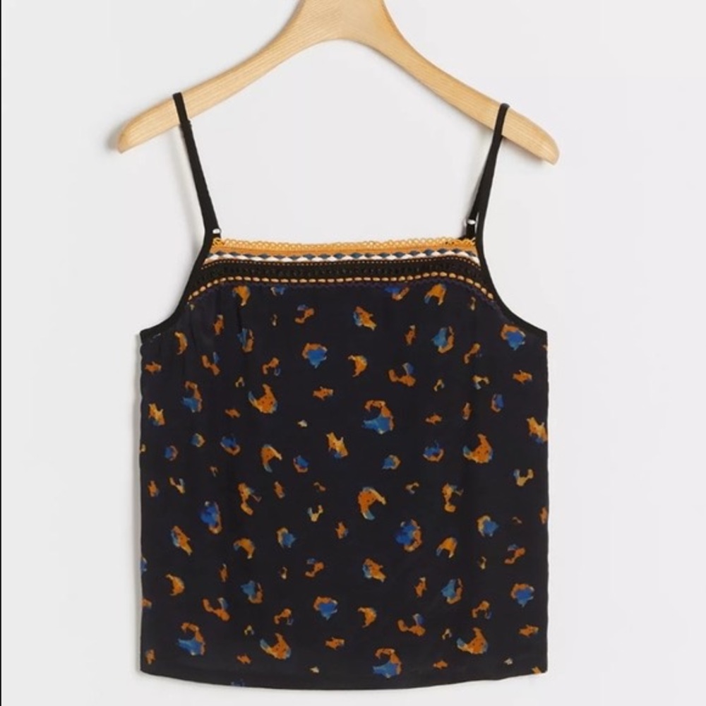 NWT Anthropologie Bl-nk London Areena Cami Tank Top L Boho Crochet Lace Trim